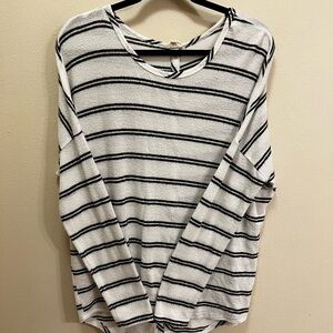 BKE Black and White Striped Long Sleeve Top